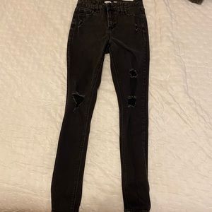 Old navy super high rise skinny black ripped jeans- size 2